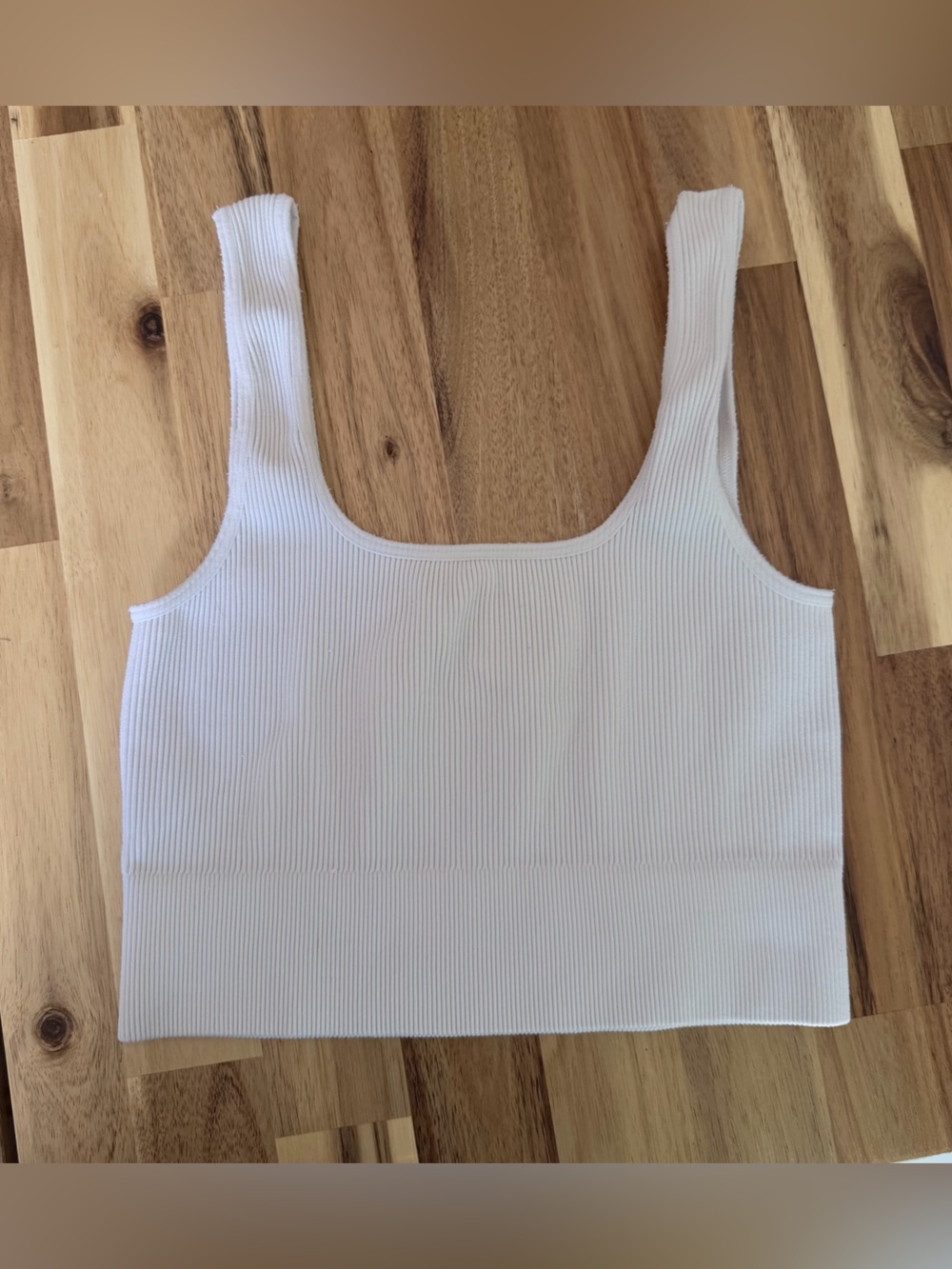 Zenana Outfitters White Ribbed Cropped Tank